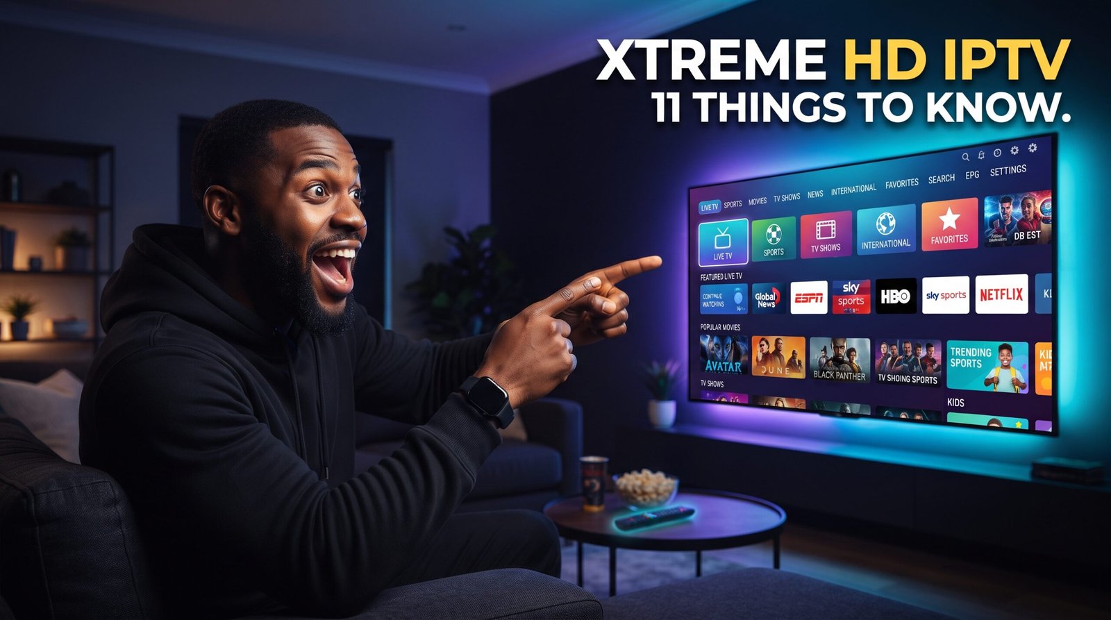 Xtreme HD IPTV: 11 Essential Things to Know Before Using It Man_pointing_at_smart_TV_202608300433