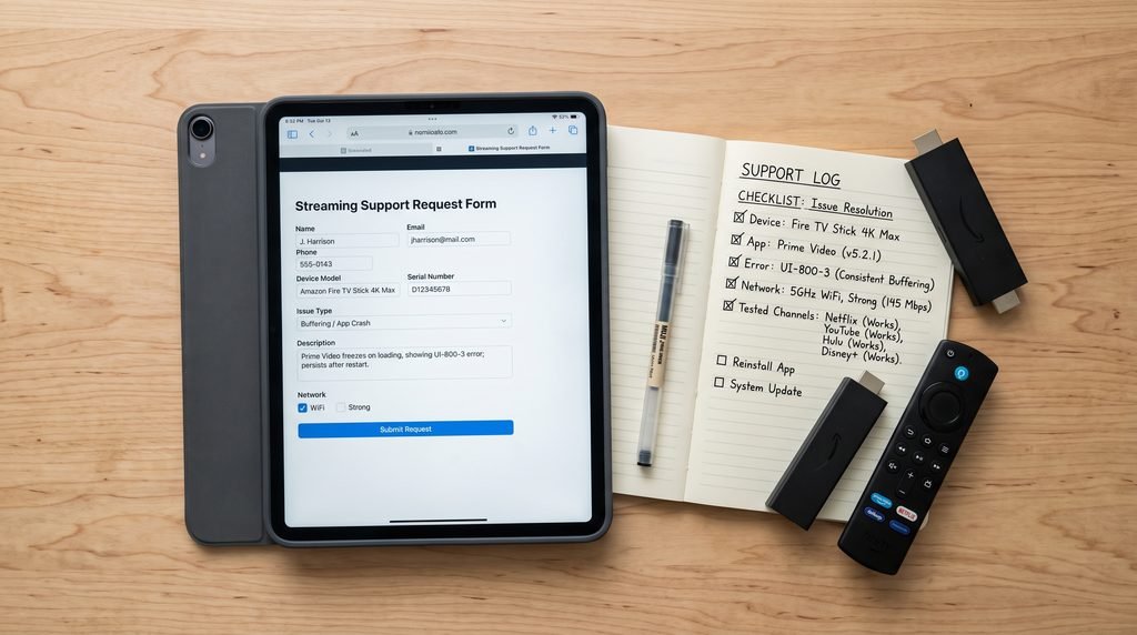 Structured Apollo Group TV support request on a tablet