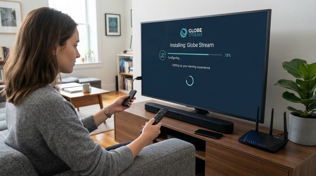 User completing Apollo Group TV installation